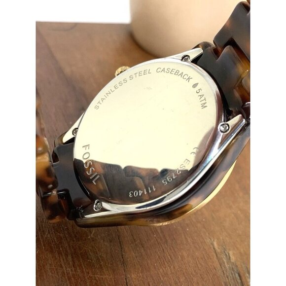 Fossil Women's Watch ES2795 Stella Quartz Gemmed Gold Tortoise Shell 37mm - Picture 6 of 14